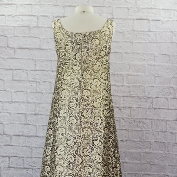 Vintage 60s Dynasty Regency Brocade Gown Dress - Picture 5 of 9